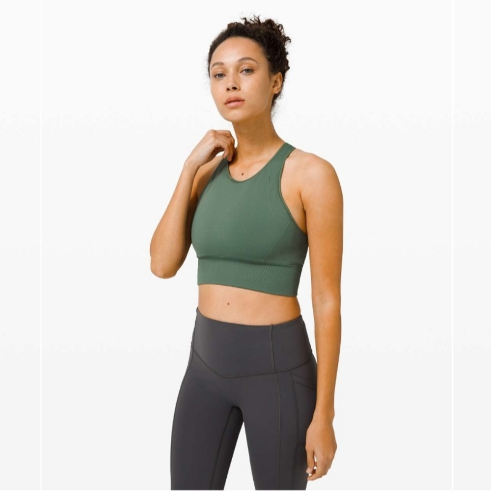 lululemon athletica Algae Green Ebb to Train Medium Support Sports Bra Size 6